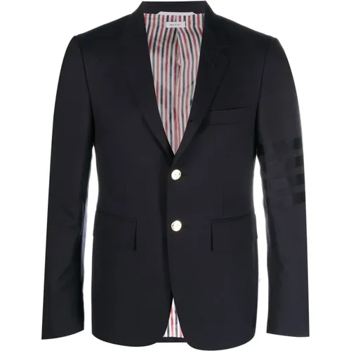 Blazers, male, , Size: M Wool Jacket with Web Stripes - Thom Browne - Modalova