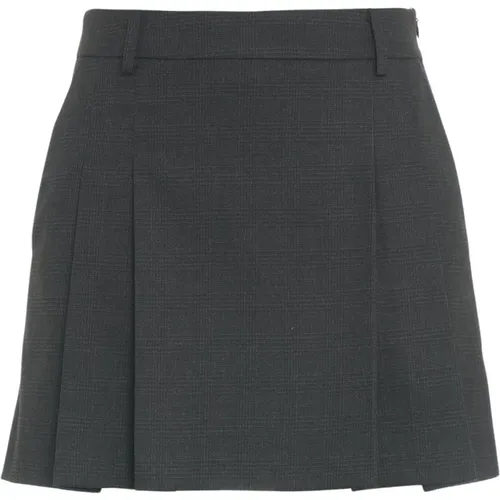 Grey Glencheck Mini Skirt , female, Sizes: M - Gender - Modalova