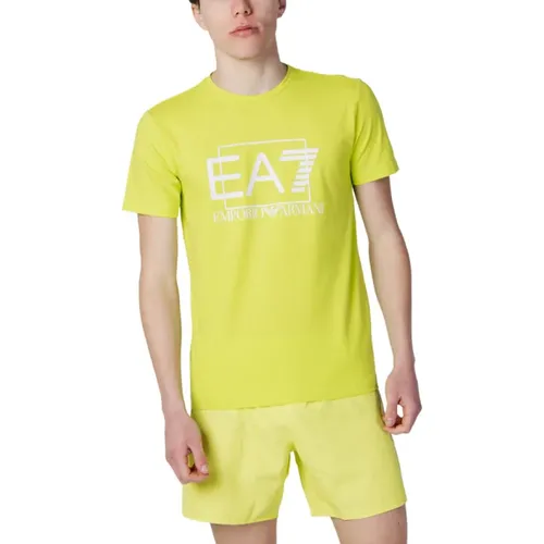 Grünes Printmuster T-Shirt für Männer , Herren, Größe: M - Emporio Armani EA7 - Modalova