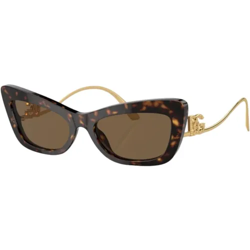 Cat-Eye Sonnenbrille Gold Lucido , Damen, Größe: 55 MM - Dolce & Gabbana - Modalova