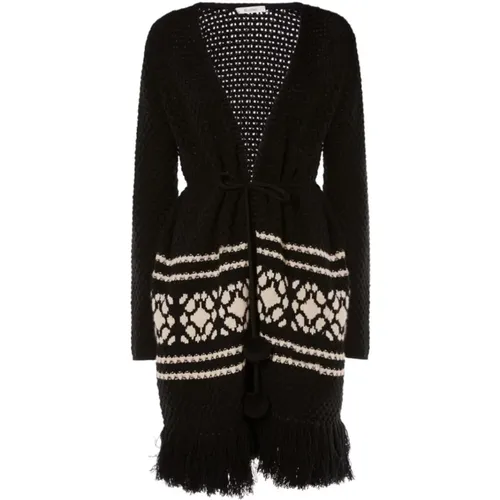 Geometric Detail Long Cardigan Sweater , female, Sizes: S, M - Max Mara - Modalova