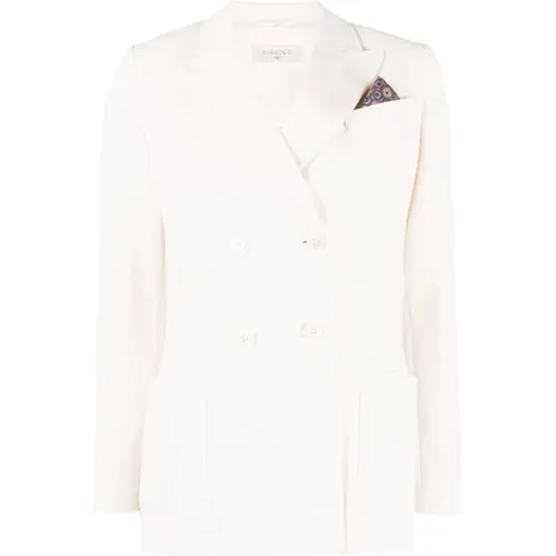 Blazers, female, , Size: L Off- Double-Breasted Cotton Blazer - Circolo 1901 - Modalova