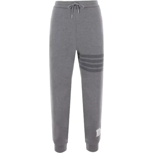 Sweatpants, male, , Size: XL Grey Wool Jogging Pants with 4bar Detail - Thom Browne - Modalova