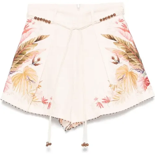 Short Shorts, female, , Size: M Linen Shorts with Belt Loops - Zimmermann - Modalova