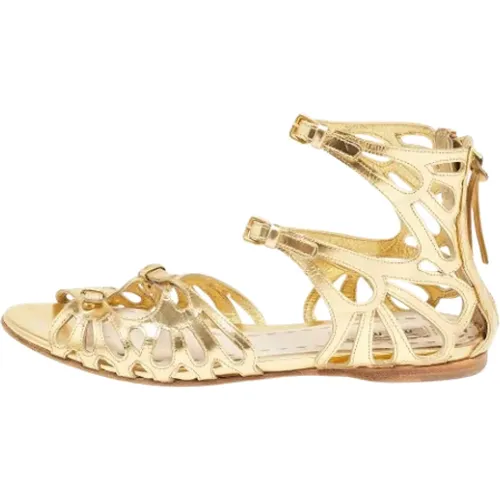 Pre-owned Flats, female, , Size: 6 US Pre-owned Leather sandals - Miu Miu Pre-owned - Modalova