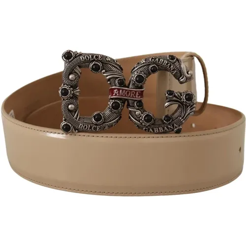 Belts, unisex, , Size: 75 CM Leather Silver Logo Buckle Amore Belt - Dolce & Gabbana - Modalova