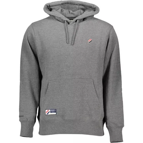 Grauer Bestickter Hoodie , Herren, Größe: 2XL - Superdry - Modalova