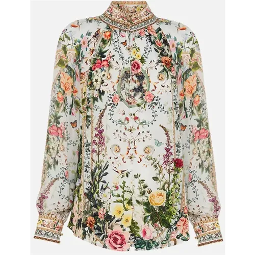 Renaissance Romance Silk Button Up Shirt , female, Sizes: M, S - Camilla - Modalova