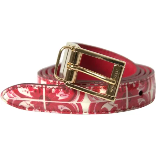 Roter Leder Gold Schnalle Taillengürtel - Dolce & Gabbana - Modalova