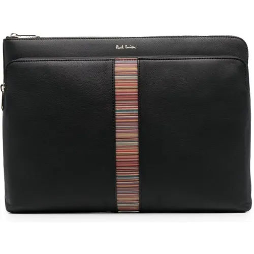 Leather Pouch with Logo Print , male, Sizes: ONE SIZE - PS By Paul Smith - Modalova