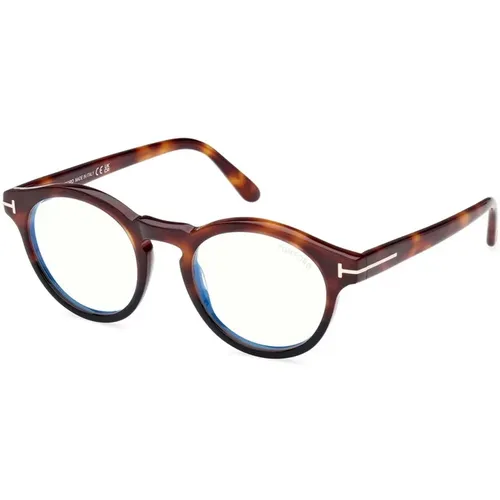 Round Prescription Eyeglasses in Black Havana , unisex, Sizes: 49 MM - Tom Ford - Modalova