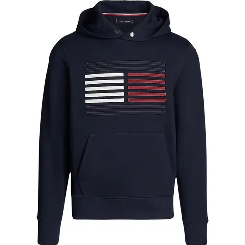 Hoodies, male, , Size: M Men's Logo Sweatshirt in Grosgrain - Tommy Hilfiger - Modalova