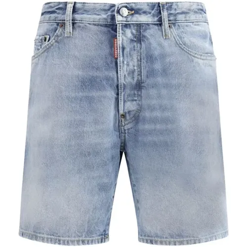 Denim Shorts, male, , Size: XL Marine Cotton Shorts with Logo Patch - Dsquared2 - Modalova