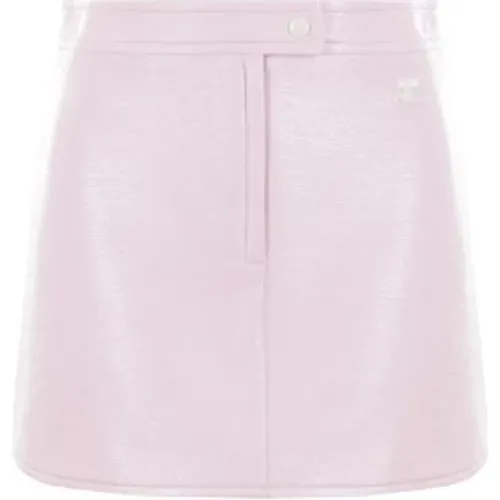 Pale Vinyl Mini Skirt with Embroidered Logo , female, Sizes: S - Courrèges - Modalova