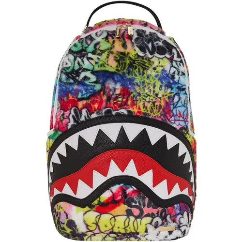 Backpacks, unisex, , Size: ONE SIZE Graffiti Faux Fur Multicolour Backpack - Sprayground - Modalova