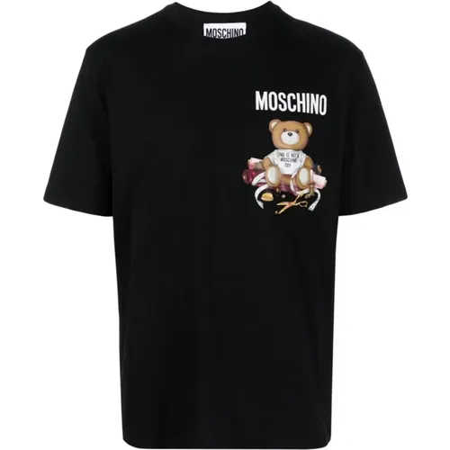 Teddy Bear Print Cotton T-shirt , male, Sizes: 2XL, XL, L - Moschino - Modalova