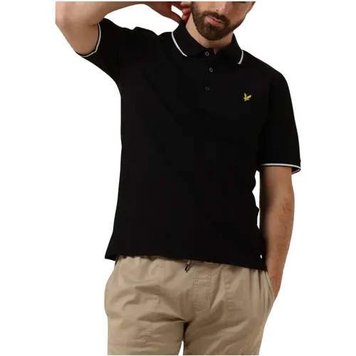 Schwarzes Polo-Shirt mit Kontrast,Gestreiftes Poloshirt,Tipped Polo Shirt - Lyle & Scott - Modalova
