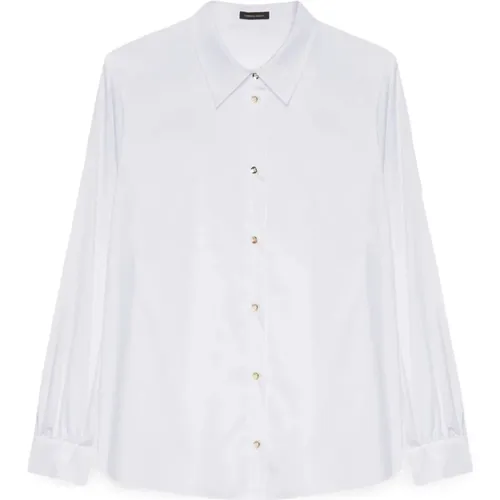 Weiße Popeline-Bluse mit Goldknöpfen , Damen, Größe: 2XL - Fiorella Rubino - Modalova