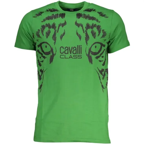 Druck Logo Rundhals T-Shirt , Herren, Größe: M - Cavalli Class - Modalova