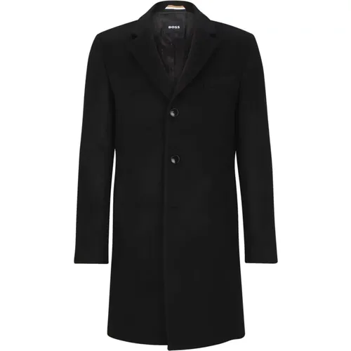 Single-Breasted Coats, male, , Size: M Slim Fit Wool and Cashmere Coat H-Hyde-234 - Hugo Boss - Modalova