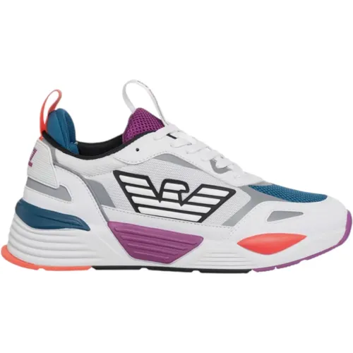 Sneakers, male, , Size: 6 1/3 US Multicolor Sneaker Purple Logo - Emporio Armani EA7 - Modalova