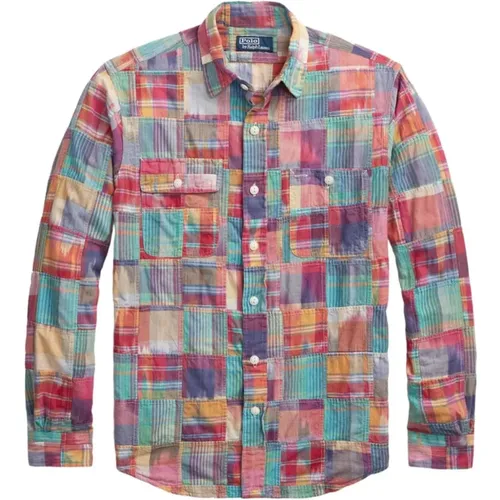 Patchwork Check Shirt Classic Collar , male, Sizes: L - Ralph Lauren - Modalova