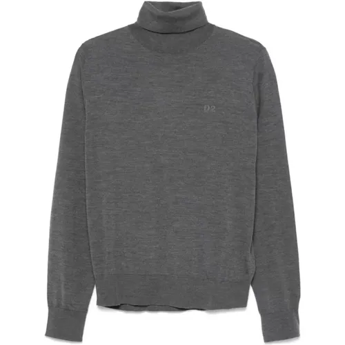 Turtlenecks, male, , Size: M Grey Turtleneck Pullover Sweater - Dsquared2 - Modalova