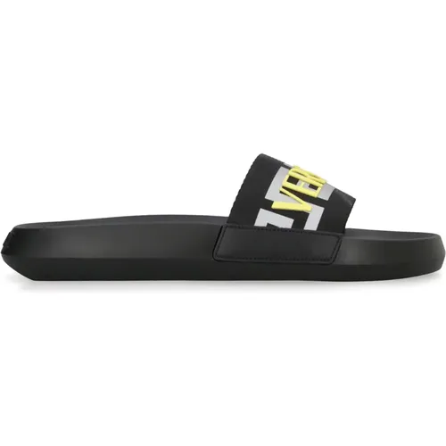 Sliders, male, , Size: 12 US Logo detail rubber slides - Versace - Modalova