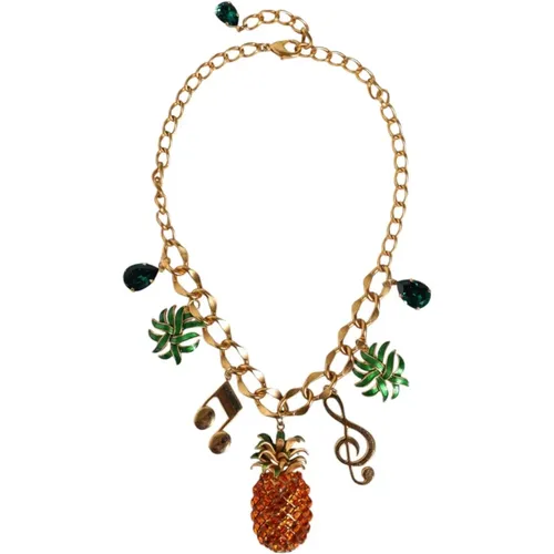 Necklaces, female, , Size: ONE SIZE Pineapple Crystal Musical Charm Necklace - Dolce & Gabbana - Modalova