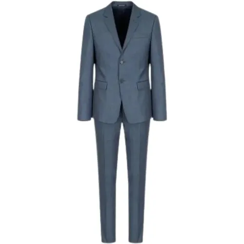 Single Breasted Suits, male, , Size: L Single-Breasted Wool Suit - Emporio Armani - Modalova