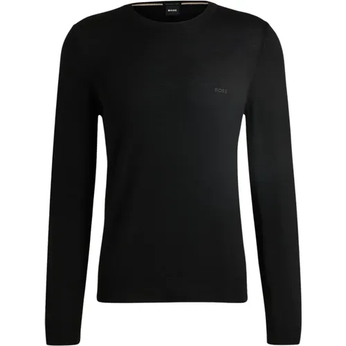 Schwarzer Rundhalsausschnitt Wollpullover , Herren, Größe: XL - Hugo Boss - Modalova