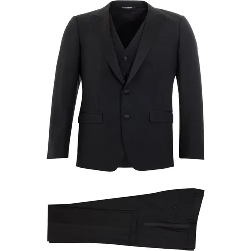 Single Breasted Suits, male, , Size: S Gorgeous Three Piece Smoking Suit - Dolce & Gabbana - Modalova