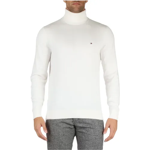 Turtlenecks, male, , Size: M Cotton and Cashmere High Neck Sweater - Tommy Hilfiger - Modalova