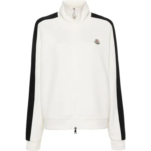 Sweater with High Neck and Logo Patch , female, Sizes: M, S - Moncler - Modalova