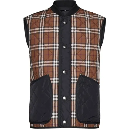 Sleeveless Jacket with Check Archivio Print , male, Sizes: M, S - Burberry - Modalova