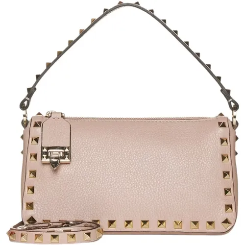 Handbags, female, , Size: ONE SIZE Rockstud Small Handbag in Blush Pink - Valentino Garavani - Modalova