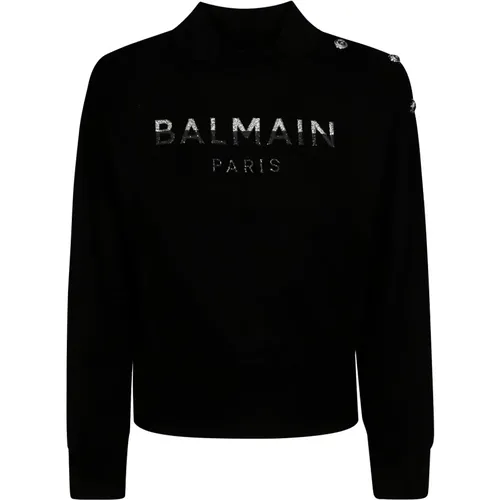 Crop Button Sweatshirt Balmain - Balmain - Modalova