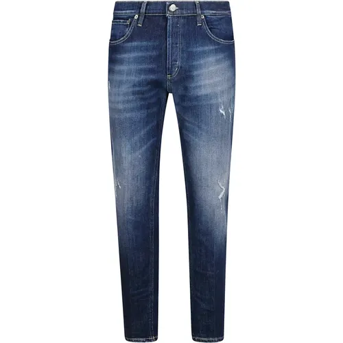 Blaue Karotten-Passform-Jeans mit Patches , Herren, Größe: W34 - Dondup - Modalova