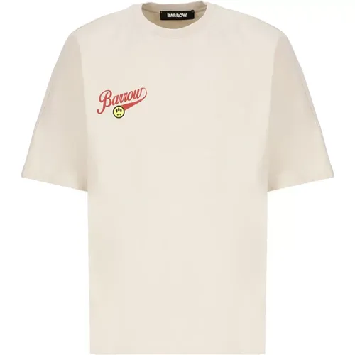 Natural Cotton Crew Neck T-shirt , male, Sizes: M, S, XS, L - Barrow - Modalova