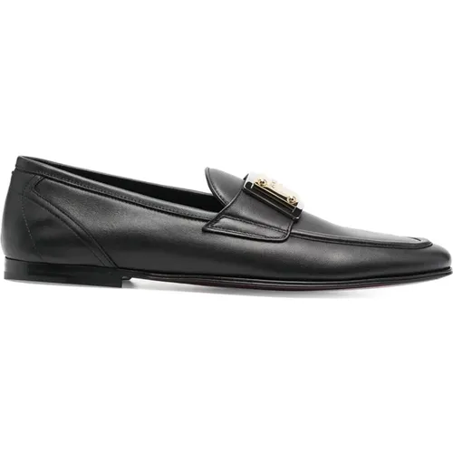 Loafers, male, , Size: 7 US Flat Shoes with Ciabatta Logo - Dolce & Gabbana - Modalova