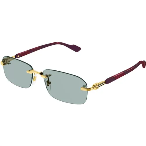 Gold/Green Sunglasses , male, Sizes: 56 MM - Gucci - Modalova