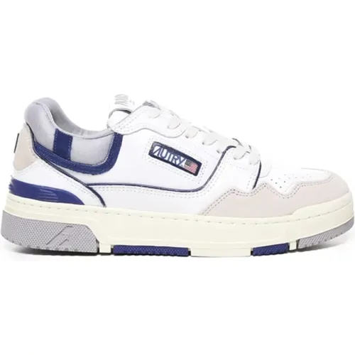 Retro weiße Sneaker mit grauen und blauen Details , Herren, Größe: 45 EU - Autry - Modalova