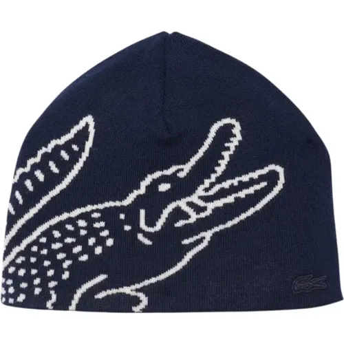 Beanies, male, , Size: ONE SIZE Jacquard Wool Knit Beanie Hat - Lacoste - Modalova