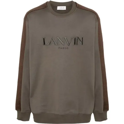 Sweatshirts, male, , Size: L Embroidered Logo Crew Neck Sweater - Lanvin - Modalova