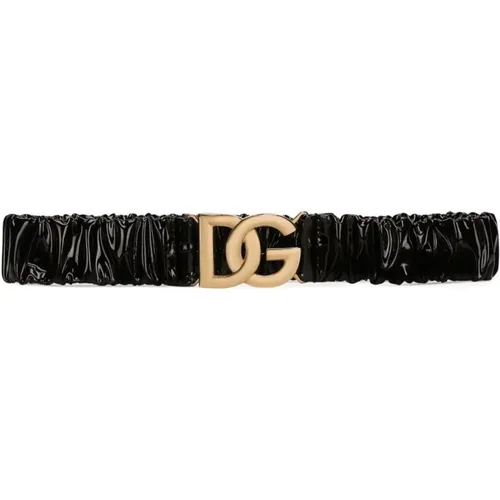 Belts, female, , Size: 75 CM Elastic Logo Belt - Dolce & Gabbana - Modalova