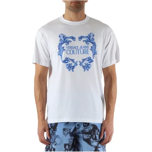 Regular Fit Baumwoll T-Shirt mit Logo-Druck - Versace Jeans Couture - Modalova