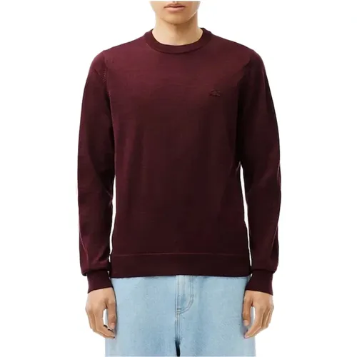 Merinowolle Rundhals Pullover , Herren, Größe: L - Lacoste - Modalova