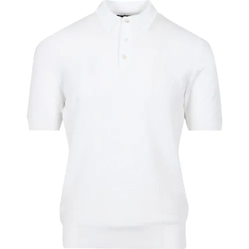 Weiße Baumwoll-Poloshirt mit Kragen , Herren, Größe: 2XL - Tagliatore - Modalova