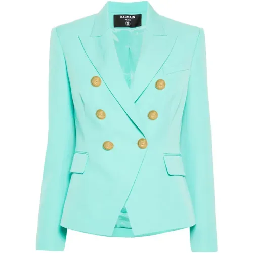 Blazers, female, , Size: M Wool Double-Breasted Jacket - Balmain - Modalova