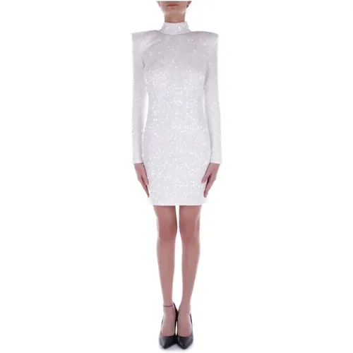 Ivory Sequin Back Zip Dress , female, Sizes: S, M, L - Elisabetta Franchi - Modalova